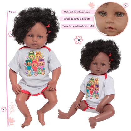 Imagem de Bebê Reborn Boneca Cabelo Cacheado Pode Molhar Com Kit Itens