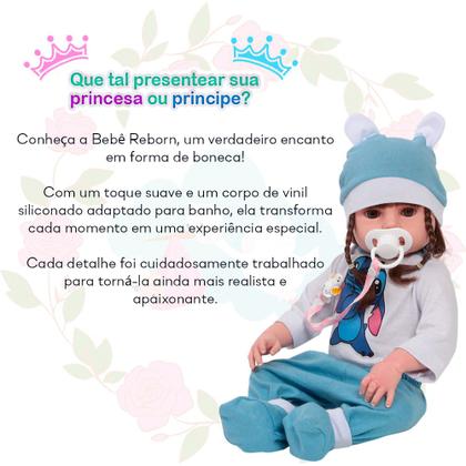 Imagem de Bebê Reborn Boneca De Silicone + Enxoval Completo e Pelúcia