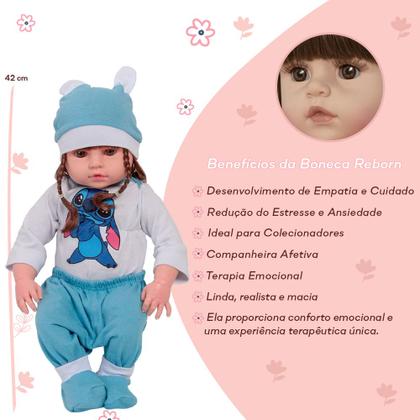 Imagem de Bebê Reborn Boneca De Silicone + Enxoval Completo e Pelúcia