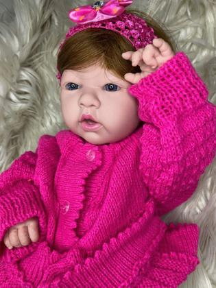 Imagem de Bebê Reborn Boneca menina realista 100 Silicone, Cabelo Castanho(P/ Dar Banho)24 Itens igual a foto PK