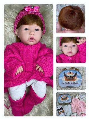 Imagem de Bebê Reborn Boneca menina realista 100 Silicone, Cabelo Castanho(P/ Dar Banho)24 Itens igual a foto PK