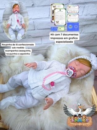 Imagem de Bebê reborn boneca menina realista silicone olhos fechados loira + acessorios BR