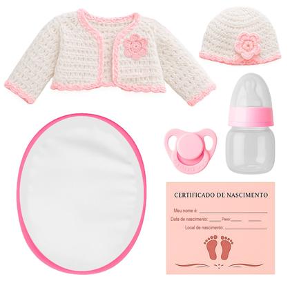 Bebê Reborn Boneca Realista Articulada Com Enxoval Chupeta Tapete