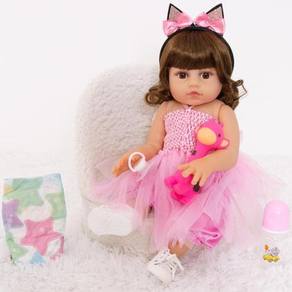 Imagem de Bebê Reborn Boneca Realista Bailarina 100 Silicone Pode Dar Banho 
