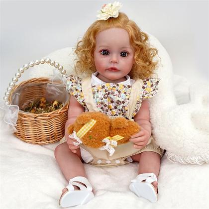 Imagem de Bebê Reborn Boneca Realista Brastoy Corpo Silicone Pode Dar Banho Roupa Chupeta Mamadeira e Pelúcia Acessórios Completos