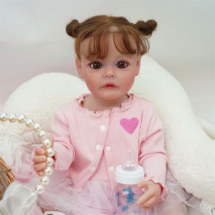 Imagem de Bebê Reborn Boneca Realista Brastoy Original Acessórios Completos Corpo Silicone Pode Dar Banho Roupa Chupeta Mamadeira e Pelúcia