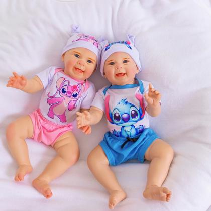 Imagem de Bebê Reborn Boneca Realista Mayze Gêmeos Stitch E Angel