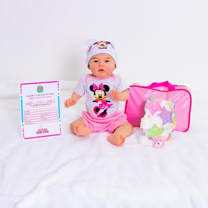 Imagem de Bebe Reborn Boneca Realista Menina Em Silicone Com Bolsa Maternidade 