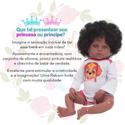 Imagem de Bebê Reborn Boneca Realista Negra Cabelo Cacheado + Itens
