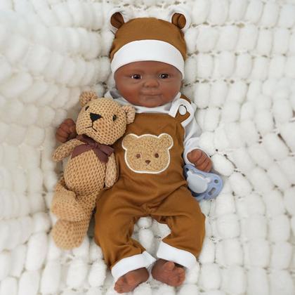 Imagem de Bebê Reborn Boneca Realista Silicone Sólido 35cm Pode Tomar Banho Com Kit Conjunto de Roupa Chupeta Mamadeira e Pelúcia