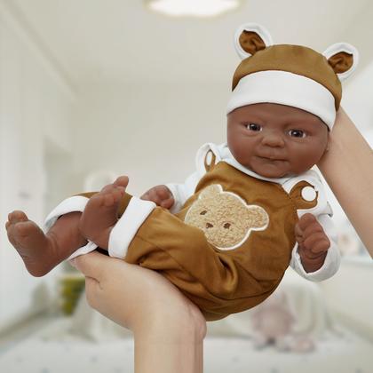 Imagem de Bebê Reborn Boneca Realista Silicone Sólido 35cm Pode Tomar Banho Com Kit Conjunto de Roupa Chupeta Mamadeira e Pelúcia