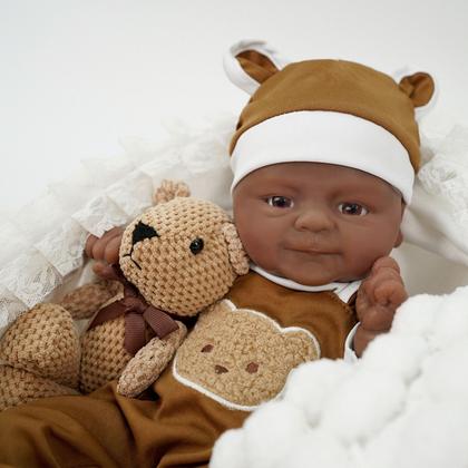 Imagem de Bebê Reborn Boneca Realista Silicone Sólido 35cm Pode Tomar Banho Com Kit Conjunto de Roupa Chupeta Mamadeira e Pelúcia