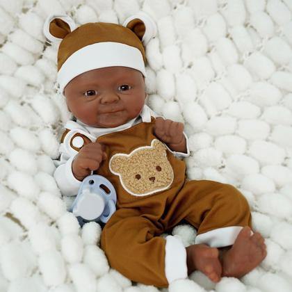 Imagem de Bebê Reborn Boneca Realista Silicone Sólido 35cm Pode Tomar Banho Com Kit Conjunto de Roupa Chupeta Mamadeira e Pelúcia