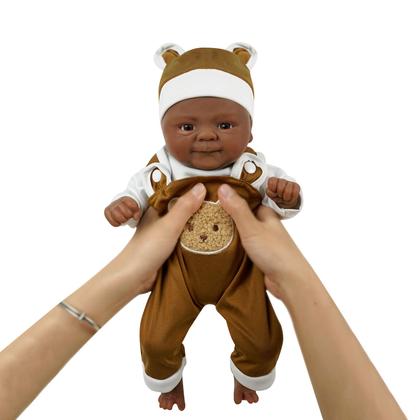 Imagem de Bebê Reborn Boneca Realista Silicone Sólido 35cm Pode Tomar Banho Com Kit Conjunto de Roupa Chupeta Mamadeira e Pelúcia