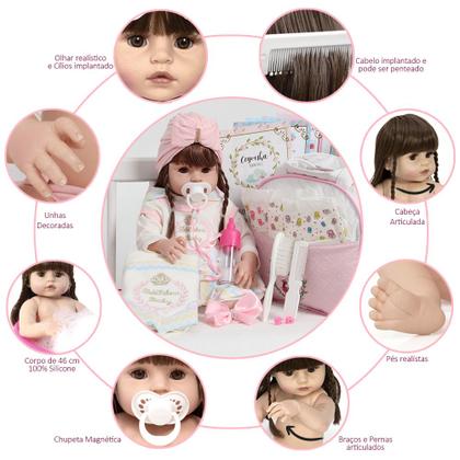 Imagem de Bebê Reborn Boneca Turbante Silicone Menina Pode Dar Banho