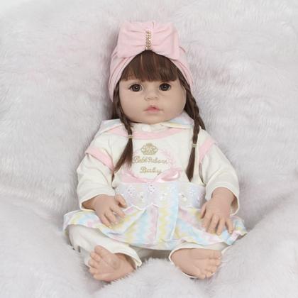 Imagem de Bebê Reborn Boneca Turbante Silicone Menina Pode Dar Banho