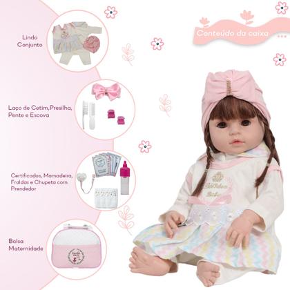 Imagem de Bebê Reborn Boneca Turbante Silicone Menina Pode Dar Banho