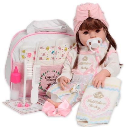 Imagem de Bebê Reborn Boneca Turbante Silicone Menina Pode Dar Banho