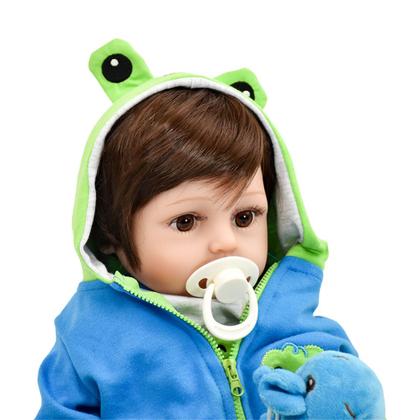 Imagem de Bebê Reborn Boneco Menino Girafa Realista Brastoy Corpo Silicone Pode Dar Banho Acessórios Completo