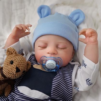 Imagem de Bebê Reborn Boneco Realista Brastoy 48cm Silicone Kit Conjunto de Roupa Chupeta Mamadeira e Pelúcia Original