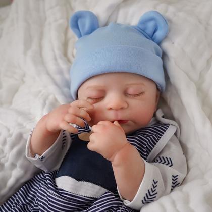 Imagem de Bebê Reborn Boneco Realista Brastoy 48cm Silicone Kit Conjunto de Roupa Chupeta Mamadeira e Pelúcia Original