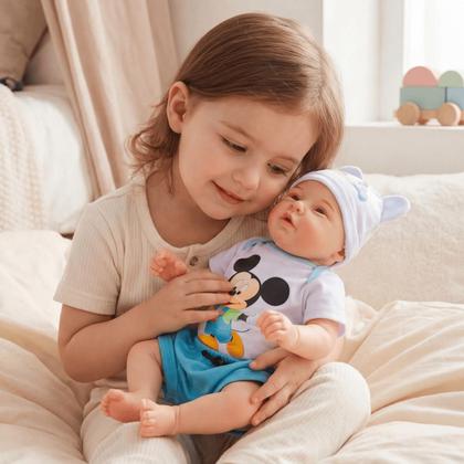 Imagem de Bebê Reborn Boneco Realista Menino Mickey Original de Silicone Com Bolsa Maternidade