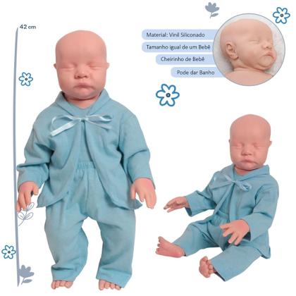 Imagem de Bebê Reborn Careca Realista com Roupinha e Kit Completo