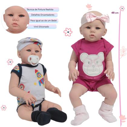 Imagem de Bebê Reborn Gêmeos Casal Abigail Carequinha Com Itens