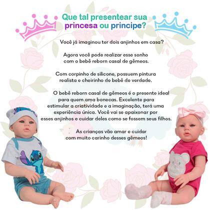 Imagem de Bebê Reborn Gêmeos Casal Abigail Com Bolsa Enxoval Completo