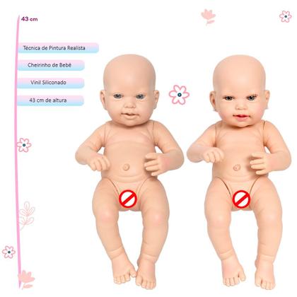 Imagem de Bebê Reborn Gêmeos Casal Pode Dar Banho Vaquinha Pelúcia