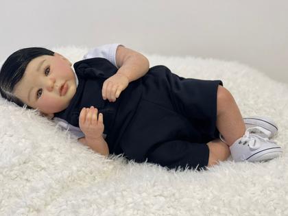 Imagem de Bebê Reborn Gêmeos Realistas Kilyn Menino e Menina Corpo Inteiro Silicone Toma Banho Cabelo Fio a Fio 50cm, 2kg cada Enxoval Completo