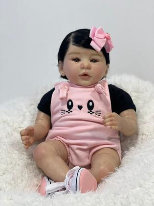 Imagem de Bebê Reborn Gêmeos Realistas Kilyn Menino e Menina Corpo Inteiro Silicone Toma Banho Cabelo Fio a Fio 50cm, 2kg cada Enxoval Completo