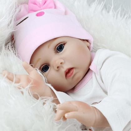 Imagem de Bebê Reborn Laura Baby Boneca Daylin Cabelos Castanhos 43Cm