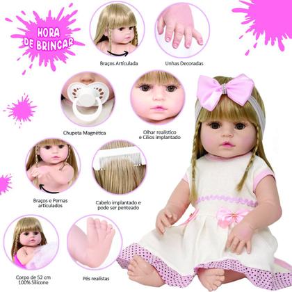 Imagem de Bebê Reborn Menina Baby Alive Realista Silicone Cabelo Loiro