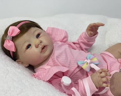 Imagem de Bebê Reborn Menina C . Fio A Fio Realista, Corpo de vinil silicone, 50cm, Enxoval completo