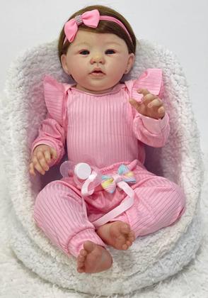 Imagem de Bebê Reborn Menina C . Fio A Fio Realista, Corpo de vinil silicone, 50cm, Enxoval completo