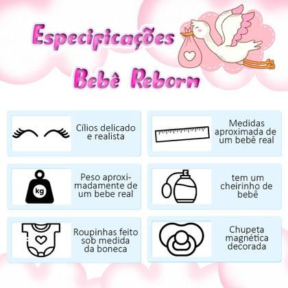 Imagem de Bebe Reborn Menina Criança Castanho com Chupeta e Itens