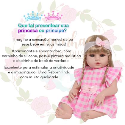 Imagem de Bebê Reborn Menina Loira Com Bolsa 100% Vinil Pode Banho