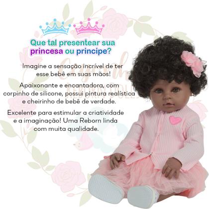 Imagem de Bebe Reborn Menina Negra Cabelo Cacheado Pode Dar Banho
