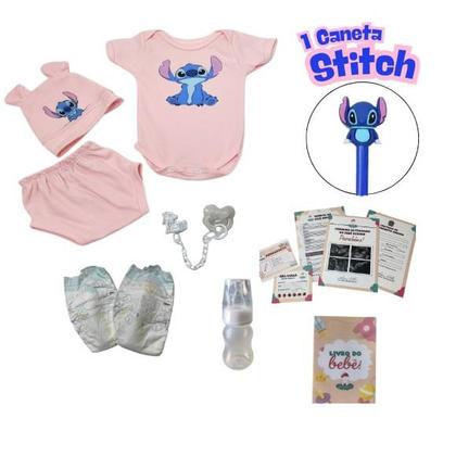 Imagem de Bebê Reborn Menina Realista Ana Dolls 50cm, Corpo Silicone Pode Tomar Banho, Carequinha Caneta Stitch Enxoval Completo de 13 Itens