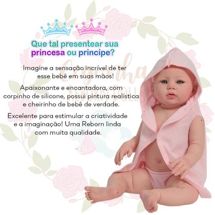 Imagem de Bebê Reborn Menina Recém Nascida Olhos Azuis Roupão Rosa