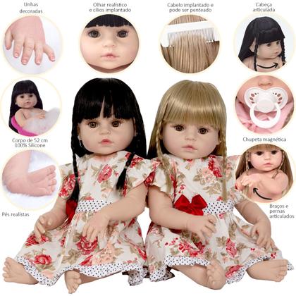 Imagem de Bebe Reborn Meninas Gemeas Corpo de Silicone Grande Barata