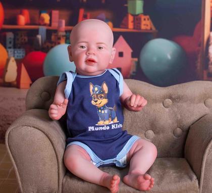 Imagem de Bebê Reborn Menino Davi Policial Corpo de Silicone - Mundo Kids