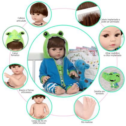 Imagem de Bebe Reborn Menino Girafinha Realista 46cm Com Acessórios