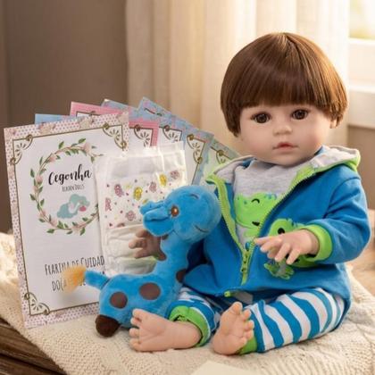 Imagem de Bebe Reborn Menino Girafinha Realista 46cm Com Acessórios