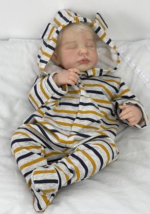 Imagem de Bebê Reborn Menino Realista Kit Lou Lou Lançamento Corpo Inteiro Vinil Silicone Toma Banho 48cm Enxoval Completo