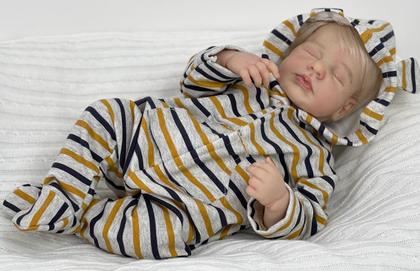 Imagem de Bebê Reborn Menino Realista Kit Lou Lou Lançamento Corpo Inteiro Vinil Silicone Toma Banho 48cm Enxoval Completo