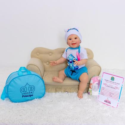 Imagem de Bebê Reborn Menino Realista Original Articulado Corpo de Silicone Com Bolsa Maternidade