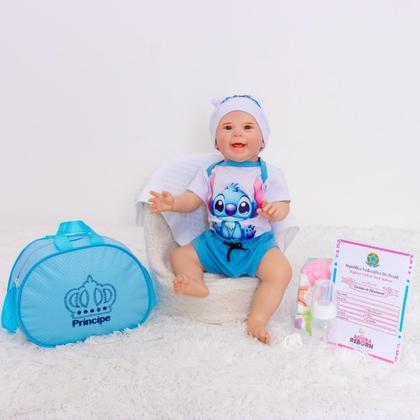 Imagem de Bebê Reborn Menino Realista Original Articulado Corpo de Silicone Com Bolsa Maternidade