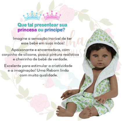 Imagem de Bebê Reborn Menino Recém Nascido Negro Roupão Jacaré + Itens